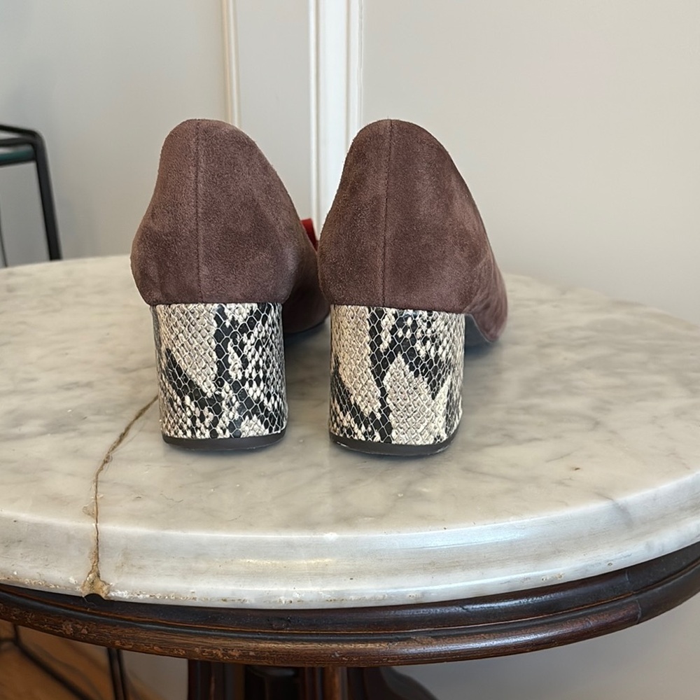 Cole Haan Suede Heels with Red and Snake Skin Accents - Picture 4 of 8